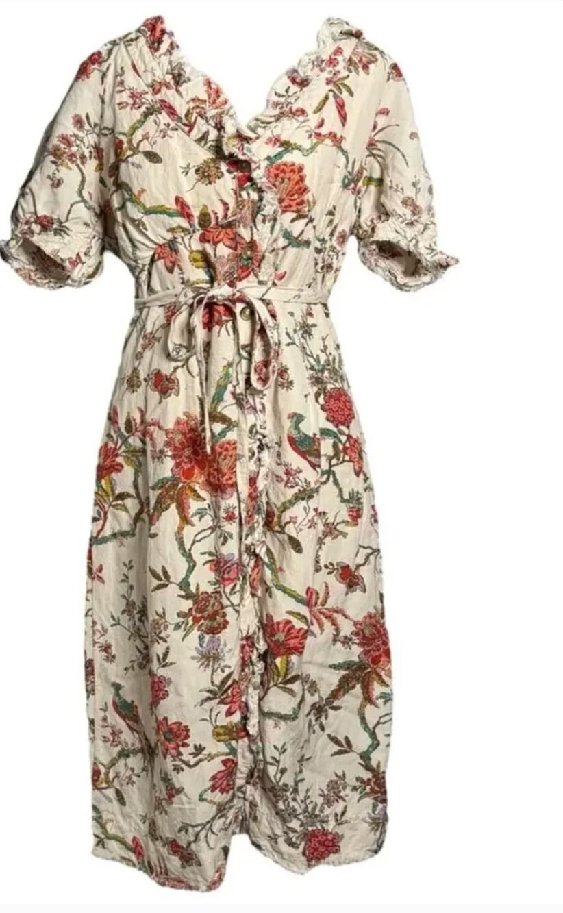 Pilcro ruffle button down shirt dress. Size 4